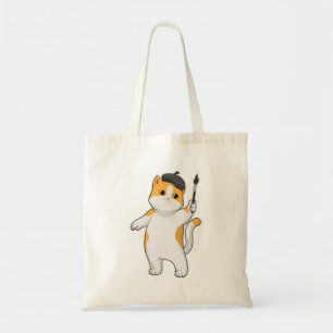 Tote Bag Chat en tant que Peintre avec pinceau