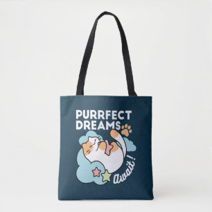 Tote Bag Chat Endormi Enlaçant une Étoile – Rêves Parfaits