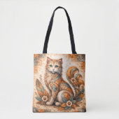 Tote Bag Chat Esprit, Art folklorique rustique patchwork bo (Devant)