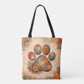 Tote Bag Chat Esprit, Art folklorique rustique patchwork bo (Dos)