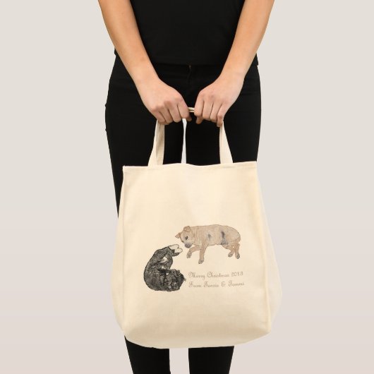 Tote Bag Chat et chien ensemble (Devant (produit))