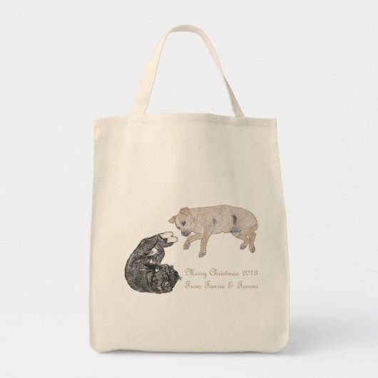 Tote Bag Chat et chien ensemble (Devant)