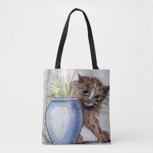 Tote Bag Chat et petit oiseau jaune, Louis Wain