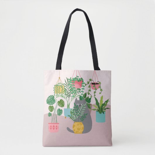 Tote Bag Chat et Plantes (Devant)
