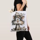 Tote Bag Chat fantaisiste avec des oiseaux (De près)