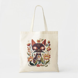 Tote Bag chat, fleurs, belles fleurs