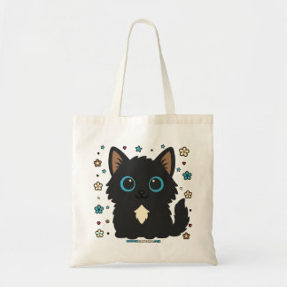 Tote Bag Chat floral aux pattes courtes