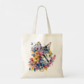 Tote Bag Chat floral Fourre-tout (Dos)