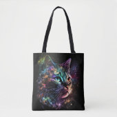 TOTE BAG CHAT GALAXY SOMBRE IMPRESSIONNISTE AVEC ÉTOILES (Devant)