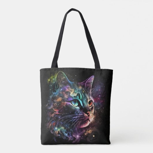 TOTE BAG CHAT GALAXY SOMBRE IMPRESSIONNISTE AVEC ÉTOILES (Dos)