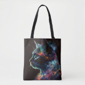 TOTE BAG CHAT GALAXY SOMBRE IMPRESSIONNISTE AVEC ÉTOILES (Devant)