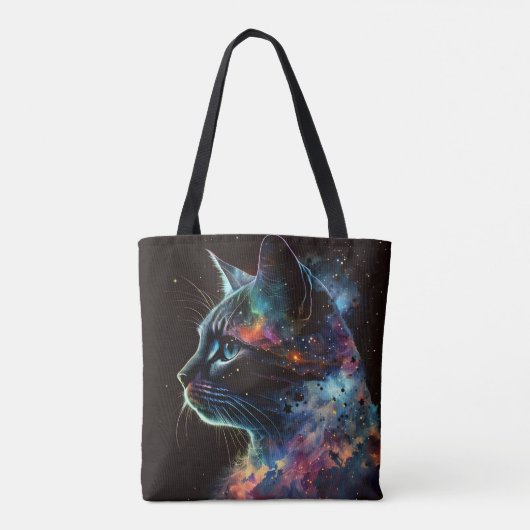 TOTE BAG CHAT GALAXY SOMBRE IMPRESSIONNISTE AVEC ÉTOILES (Dos)