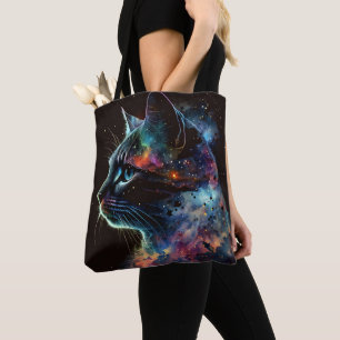TOTE BAG CHAT GALAXY SOMBRE IMPRESSIONNISTE AVEC ÉTOILES