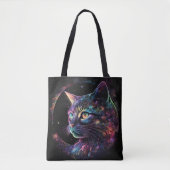 TOTE BAG CHAT GALAXY SOMBRE IMPRESSIONNISTE AVEC ÉTOILES (Devant)