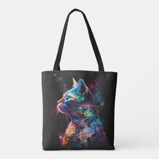 TOTE BAG CHAT GALAXY SOMBRE IMPRESSIONNISTE AVEC ÉTOILES (Dos)