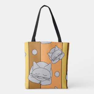 Tote Bag Chat gris dormant