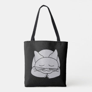 Tote Bag Chat gris dormant