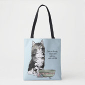 Tote Bag Chat Gris Indépendant Tabby Bleu Mignon Drôle (Devant)