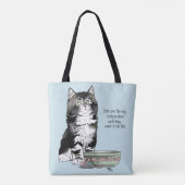 Tote Bag Chat Gris Indépendant Tabby Bleu Mignon Drôle (Dos)