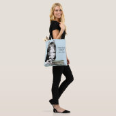 Tote Bag Chat Gris Indépendant Tabby Bleu Mignon Drôle (Sur le modèle)