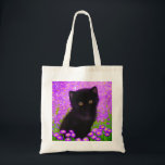 Tote Bag Chat Gustav Klimt<br><div class="desc">Sac fourre-tout avec un chat Gustav Klimt ! Ce chaton moelleux se trouve dans un champ vert de fleurs violettes. Un cadeau parfait pour les amateurs d'art amoureux des chats et autrichiens !</div>