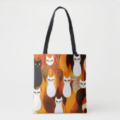 Tote Bag Chat halloween blanc Orange (Devant)