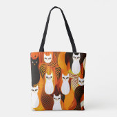 Tote Bag Chat halloween blanc Orange (Dos)