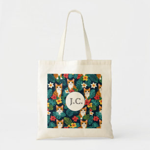 Tote Bag Chat Hawaiian style chemise motif gingembre tropic