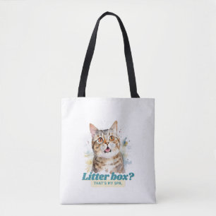 Tote Bag Chat humoristique "Litter Box ? C'est mon Spa"
