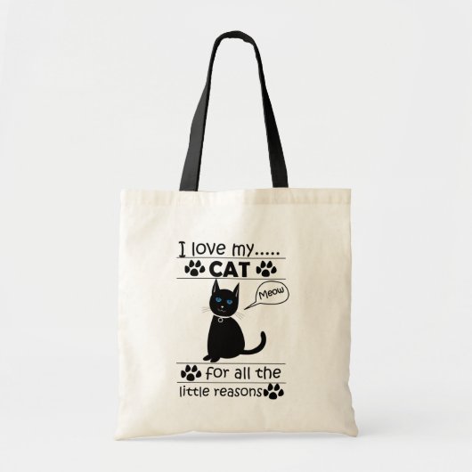 Tote Bag Chat I Love My Cat (Devant)