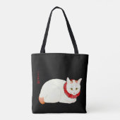 Tote Bag Chat japonais blanc et gingembre (Dos)