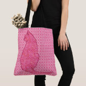 Tote Bag Chat japonais - Fuchsia Pink Batik (De près)