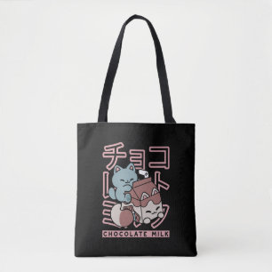 Tote Bag Chat Kawaii avec du Lait au Chocolat – Pop Art Jap