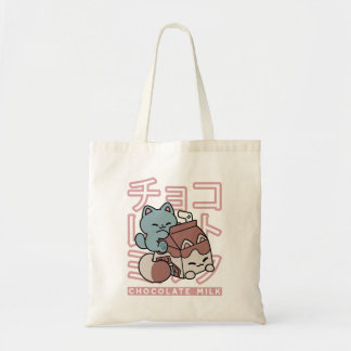 Tote Bag Chat Kawaii avec du Lait au Chocolat – Pop Art Jap