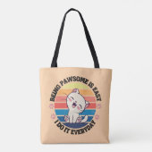 Tote Bag Chat Kawaii blanc mou (Dos)