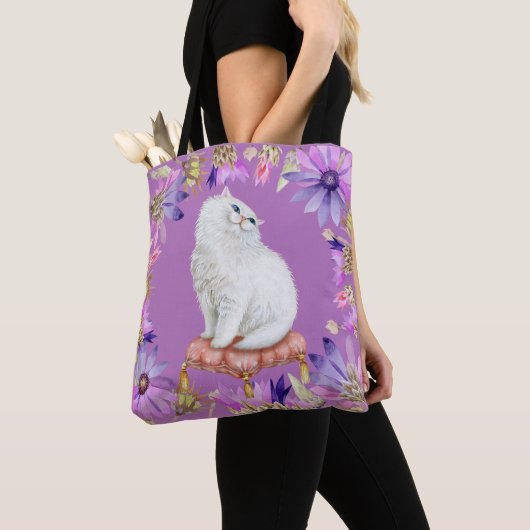 Tote Bag Chat Kitty Blanc (De près)