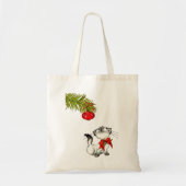 Tote Bag Chat Kitty En Jeu Dans Une Bow De Noël Rouge (Devant)