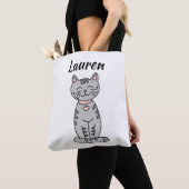 Tote Bag Chat Kitty Gris Personnalisé (De près)