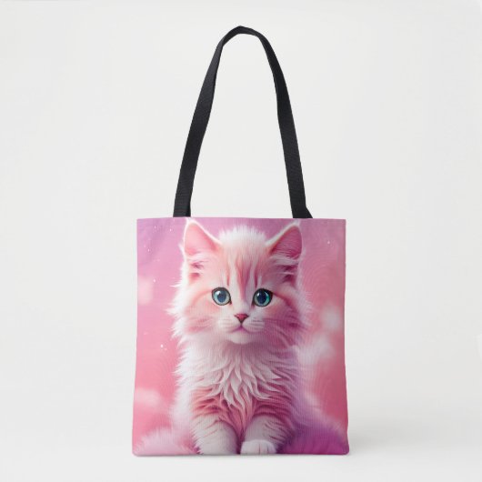 Tote Bag Chat Kitty Rose Fluffy Cute Dreamy (Devant)