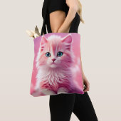 Tote Bag Chat Kitty Rose Fluffy Cute Dreamy (De près)