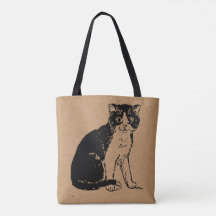 Chat Kitty sur papier brun Beaux-Arts
