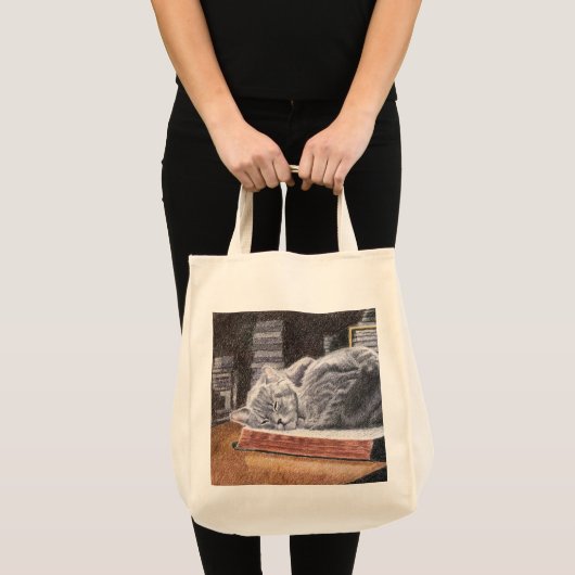 Tote Bag Chat Librairie (Devant (produit))