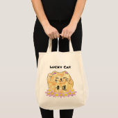 Tote Bag Chat Lucky (Maneki Neko) - "Chat Lucky" (Devant (produit))
