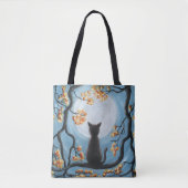 Tote Bag Chat lunatique dans la peinture de Pleine lune (Devant)