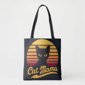 Tote Bag Chat Mama Sunset Silhouette d'un chat noir (Devant)