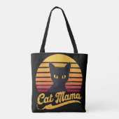 Tote Bag Chat Mama Sunset Silhouette d'un chat noir (Dos)