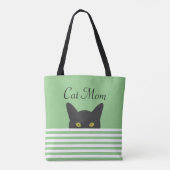 Tote Bag Chat Maman Peeking Chat Noir Épaule verte (Dos)