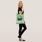 Tote Bag Chat Maman Peeking Chat Noir Épaule verte (Sur le modèle)