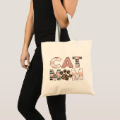 Tote Bag Chat Maman Rose Floral & Leopard Paw (Devant (produit))