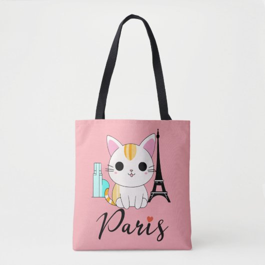 Tote Bag Chat mignon à Paris (Devant)